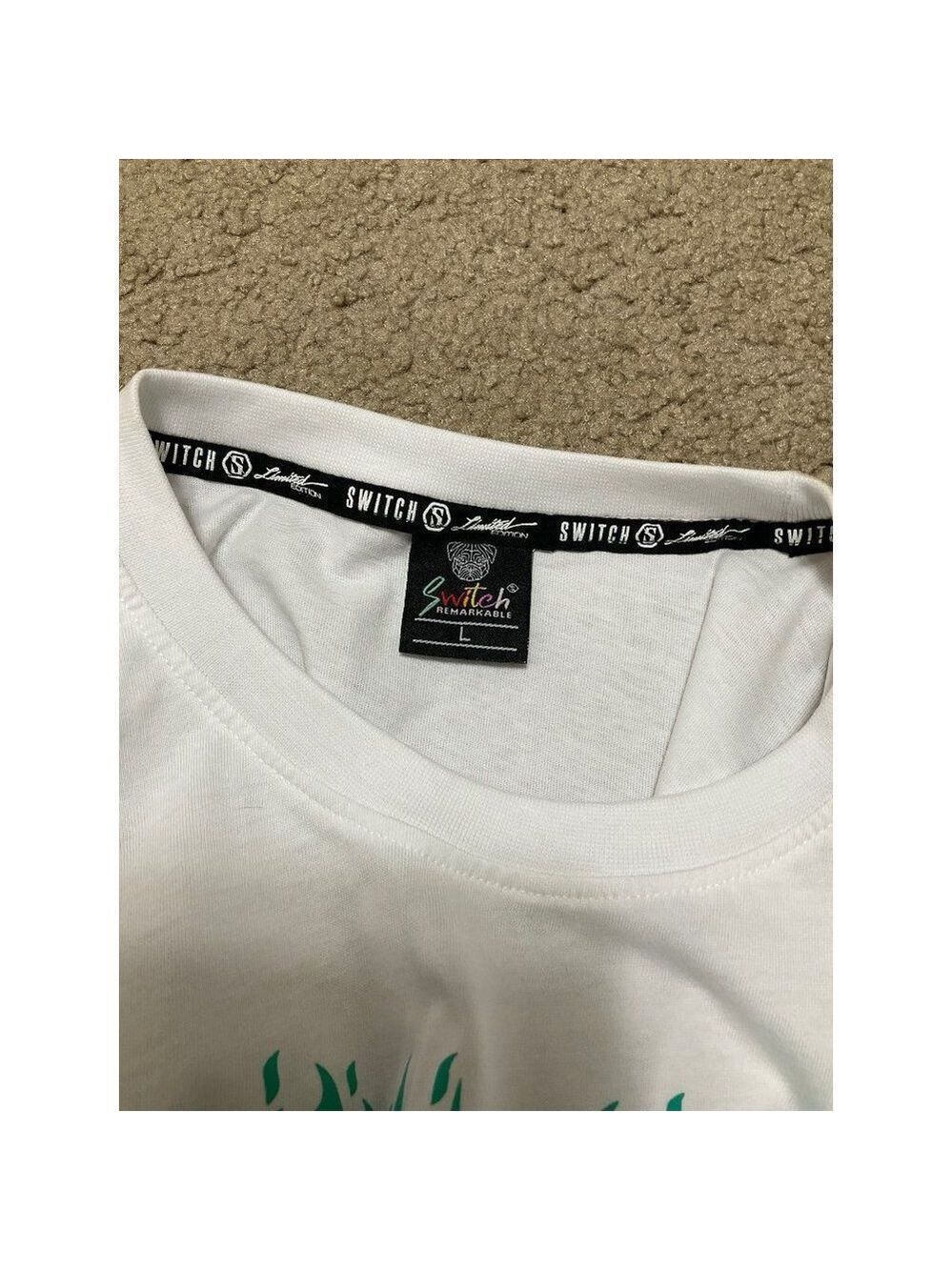 𝅺SWITCH Remarkable Mens White FLEX HARD Short Sleeve T Shirt Large Streetwear - Picture 6 of 7